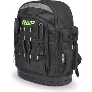 AWP Extreme Tool Backpack, Rugged Polyester Jobsite Backpack with Waterproof Molded Base, Padded Shoulders and Waist Straps, 23 Tool Storage Pouch Pockets, 1L-22419-2