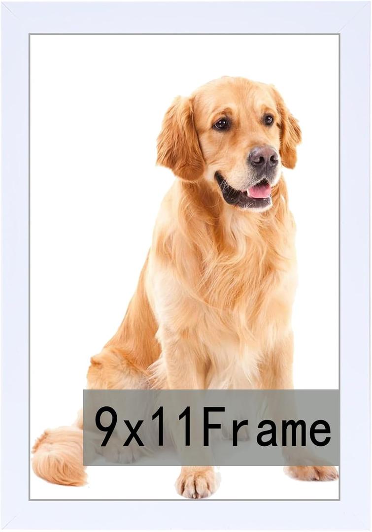 RUN HELIX 9x11 Picture Frame White for Wall Hanging or Tabletop- Wall Mounting Horizontally or Vertically, 9x11Wall Gallery Poster Photo Frame for 11 by 9 Photos, White