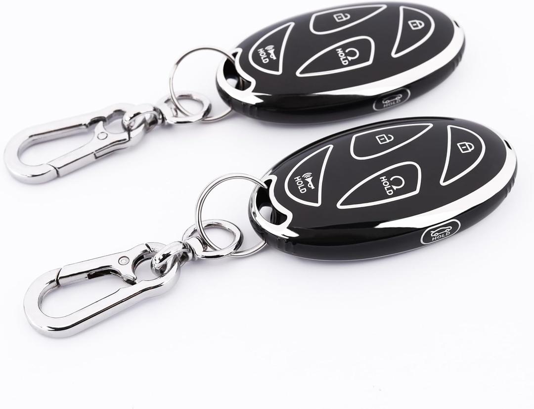 5-Button Key Fob Cover for Hyundai 2024-2025 Tucson Elantra Santa Fe Kona Sonata IONIQ, Protective Case with Anti-Loss Keychain, Black (Black and Black)
