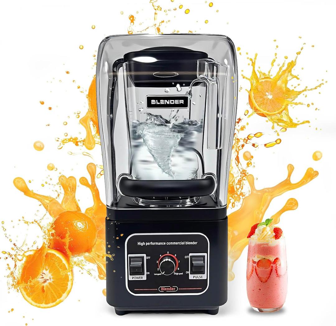 Commercial Blender Heavy Duty Restaurant, Professional Quiet Blender,1800W Commercial Mixer for Smoothies, Noise Reduction Blenders for Kitchen and Business (Model: G7)