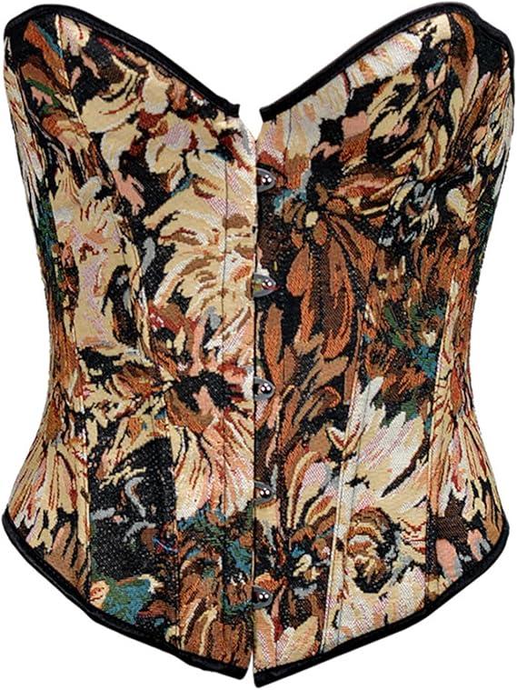Women Vintage Renaissance Croset Tops Lace Up Boned Underbust Bustier Costume Pirate Victorian Cincher Top, Small