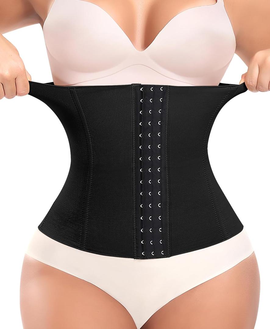 Werena Waist Trainer for Women Corset Shapewear Tummy Control Slimming Body Shaper Girdle Waist Cincher Belly Band (X-Large, B# Black(height: 11"))