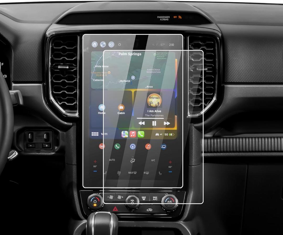 Karltys [Upgrade 2 Pack Screen Protector for 2024 2025 2026 Ford Ranger (XLT Optional/LARIAT/Raptor) 12-Inch [No Glare & Fingerprint] for Touchscreen Navigation Protective Film Tempered Glass