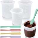 Palksky Silicone Chocolate Melting Cup Set with 4 Silicone Measuring Cups (250ml & 350ml) and 4PCS Heat-Resistant Jar Spatulas, Non-Stick Baking Tools for DIY Chocolate, Butter & Cream Mixing
