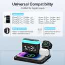 ANJANK Wireless Charging Station,5 in 1 Multiple Charger Stand with Alarm Clock,7 Night Light,Mag-Safe Charging Dock for iPhone 17 16 15 14 13 12 Pro Max Plus,Apple Watch 11/10/9/8,for Airpods,Bedroom