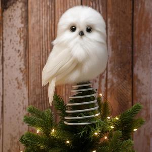 Retisee Owl Christmas Tree Topper 9.8'' Magical Wizard Tree Topper Rustic White Owl Christmas Decorations Vintage Magic Witch Gift Xmas Critter Ornaments for Wizard Farmhouse Winter Holiday Xmas Decor