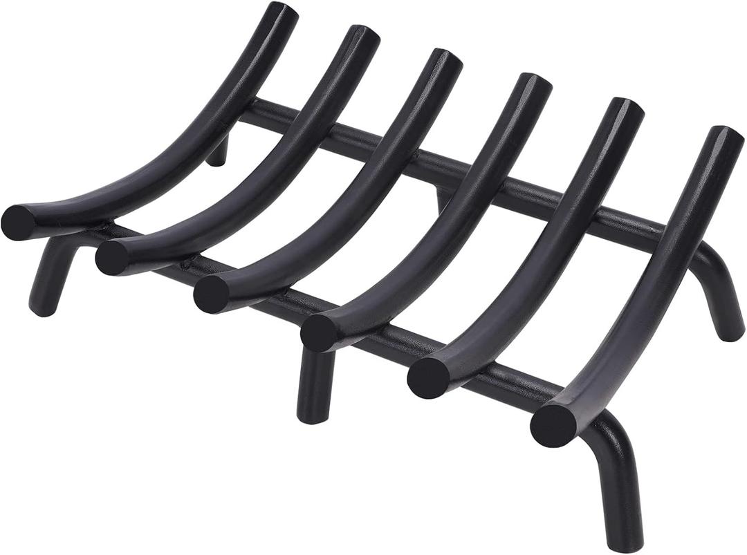 Fireplace Grate 17 Inch Solid Round Steel 3/4" Bar Heavy Duty Firewood Stove Log Holder Rack Grates Wrought Cast Iron Indoor Outdoor Camping Chimney Hearth Wood Burning Fireplace Accessories Tools