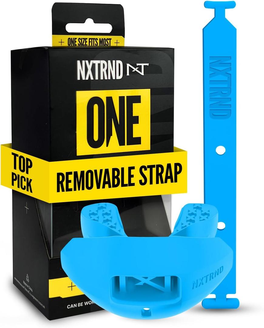 Nxtrnd One Football Mouth Guard, Strap Included, Fits Adult & Youth (Neon Blue)