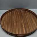 FramePro Large Round Wooden Coffee Table Trays 20" - Multi-Functional Home Decor Ottoman Serving Platter Carbonized Black
