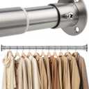 CTSZOOM Closet Rods for Hanging Clothes, 17-28 Inch Heavy Duty and Stepless Adjustable Closet Poles, Stainless Steel Closet Hanging Rod for Closet, Wardrobes, Laundry Room, Bathroom, RV (Silver)