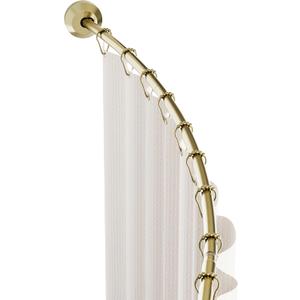 Zenna Home Curved Shower Curtain Rod, Choice of No Drilling Tension Mount or Permanent Wall Mount Installation, Rustproof Shower Rod Adjusts 50" to 72", Gold