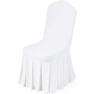 VEVOR Chair Covers, Polyester Spandex Chair Cover, Stretch Slipcovers for Wedding Party Dining Banquet Flat-Front Chair Covers (White-d, 4pcs)