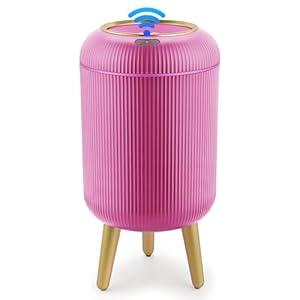 Pukomc Smart Sensor Wastebasket, Convenient and Hygienic Easy to Use, Technology Sensor Waterproof Wastebasket Plastic Trash can for Kitchen, Bathroom, Bedroom, Living Room, Office and Outdoor Pink