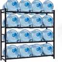 16-Tray Water Cooler Jug Rack - Heavy Duty Carbon Steel 5 Gallon Water Dispenser Jug Holder Stand With 4-Tier Organizer For Home, Office, Kitchen, Warehouse - Black