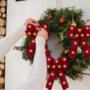 Crowye 12 Pcs Large LED Valentines Bows Lighted Velvet Bows Decoration Wreath LED Light Bow Christmas Tree Topper for Indoor Outdoor Xmas Winter Decoration(5 x 8 Inches,Burgundy)