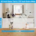 Reinforced 42 Extra Tall X 159 Extra Wide Retractable Gate Indoor Prevent Kids and Pets from Getting Through Tall Retractable Baby Gates for Doorways Pet Gates for Wide Openings Mesh Baby Gate White