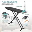 Ironing Board 48x15 in, RAINHOL Large Heavy Duty Ironing Boards Full Size with Pad and Cover, Height Adjustable Iron Stand with Storage Tray and Iron Rest, Black