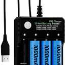 4-Slot 18500 Battery Charger Button Top Set for Flashlights,Universal 3.7V Batteries Charger for 18500 26650 21700 14500(No Suitable for nimh & Other 1.5V Batteries)