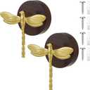 2 Pcs Dragonfly Wall Hook Dragonfly Decor Decorative Vintage Wall Hooks Brass Animal Coat Towel Hook Heavy Duty Coat Hanger for Bag Hats Towel Bathroom Bedroom Cabinet