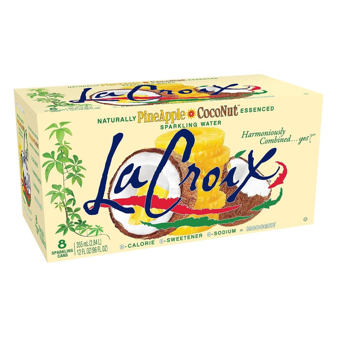 LaCroix Sparkling Water | Pineapple Coconut Flavor | 8-Pack | Naturally Essenced, Zero Calorie, Sodium Free | 12 Fl Oz Cans (EXP 04/30/27)