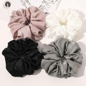 Scrunchies Hair Ties for Women - Big Silk Satin Scrunchie Exra Large Jumbo Gaint Oversized Cute Scrunchy for Curl Thick Hair Ligas Para el Cabello De Mujer Decorations Hair Accessories Gift for Girls (White Black)