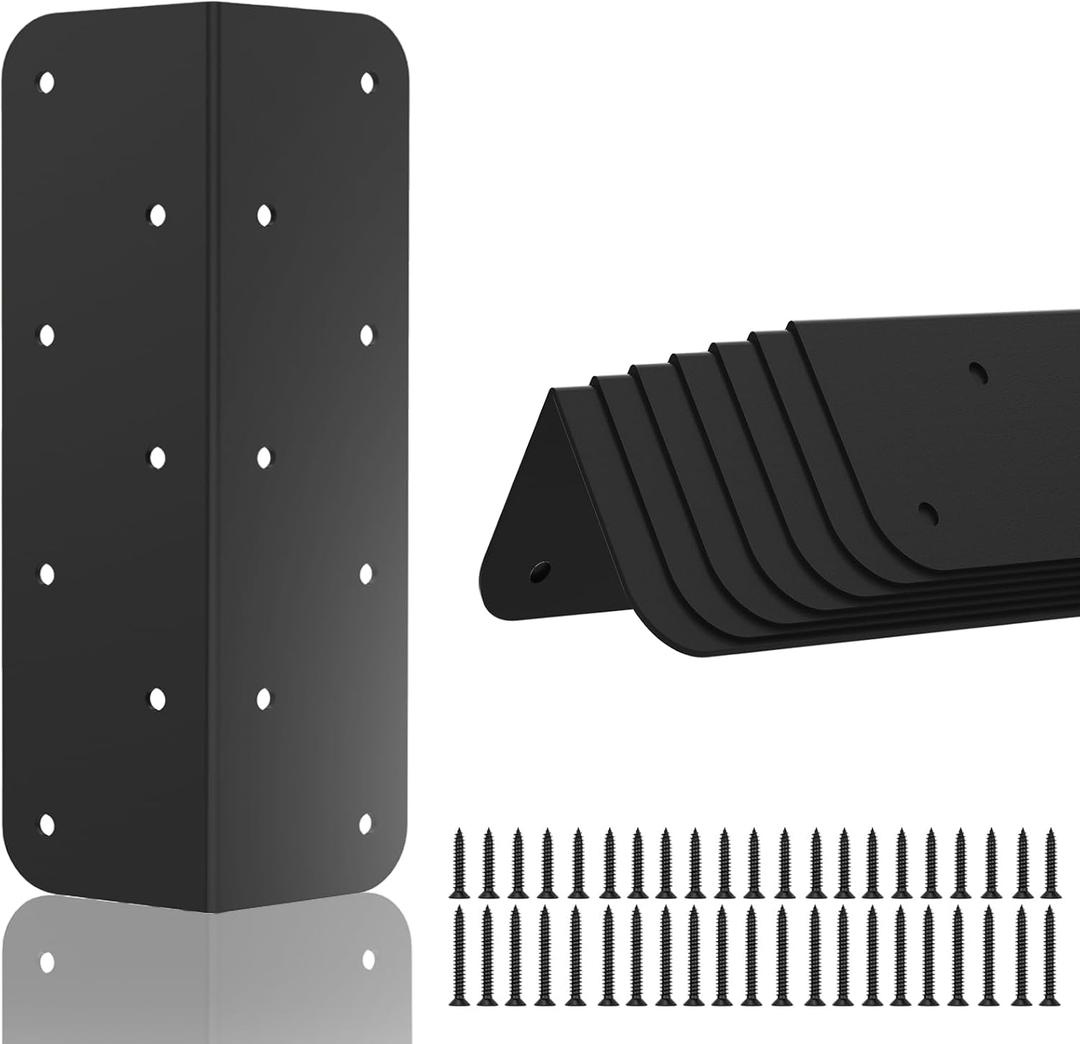 Zlinke 8 Pcs Raised Garden Bed Corner Brackets for 12''-24'' Flower Vegetable Furniture Planter Wood Garden Bed Box, 11'' x 3'' x 3'' Black Metal Corner Brackets Decorative with Screws