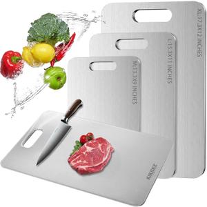 Titanium Cutting Board Double-Sided 100% Pure Titanium Cutting Boards for Kitchen - Food-Grade titanware chopping boards Non-Stick Durable and easy to clean (13.3 x 9 in) (Small)