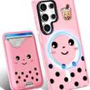 Toycamp for Samsung Galaxy S24 Ultra Case - Compatible with Magsafe Credit Card Holder Wallet Magnetic Cute Women Teen Girls Kawaii Girly Unique Fun Design Phone Cover ffor Galaxy S24 Ultra (MilkTea)