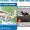 Zakkart Foldable Cat Hammock for Window - Cordless, Embeded Machine Washable Bed, Robust Metal Frame - Cat Window Perch for Large Cats and Kittens (Gray Bolster Bed, Medium)