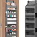 Lifewit 1 Pack Over the Door Organizer, 5 Shelf Clear Window Hanging Storage with 4 Mesh Side Pockets, Anti Tilt 40 lbs Load Behind Door for Pantry, Nursery, Bathroom, Bedroom, Kitchen, Dorm, Grey (Gray)