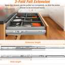 Drawer Slides Ball Bearing 3 Folds Full Extension Side Mount Cabinet Runners Glides Rails Track 100 Lbs Load 10 12 14 16 18 20 22 24 Inch Silver (Silver-Basic- 1 Pr,14 Inch)