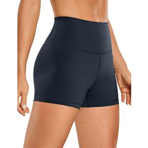 CRZ YOGA Women's Naked Feeling Biker Shorts - 3 Inches High Waisted Yoga Workout Running Spandex (Navy), S