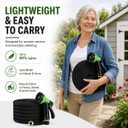 100FT Non-Expandable Garden Hose, Lightweight Flat Water Hose with 10-Function Spray Nozzle, 3/4" Metal Fittings, Kink-Resistant Easy Storage for Patio, Garden, RV, Small Yard, Car Wash, Black