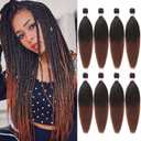 Dorsanee Ombre Brown Braiding Hair Pre Stretched 20 Inch 8 Packs Braiding Hair Extensions for Crochet Box Braids Twists Locs Hair Itch Free Soft Yaki Texture Hot Water Setting (20inch,#1B/30)