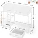 ThreeHio Small Writing Desk with 2 Drawers, White Computer Desk with Storage Shelf, Home Kids Study Table for Small Spaces, Simple Desk for Bedroom, Home Office, Living Room, Dorm, Vanity Desk, White