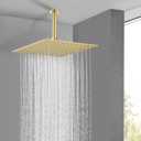 Rain Shower Head 10'' High Pressure Square Rainfall Shower Head Stainless Steel Ultra Thin Waterfall Bathroom Showerhead Body Covering Ceiling Mounted (Brushed gold)