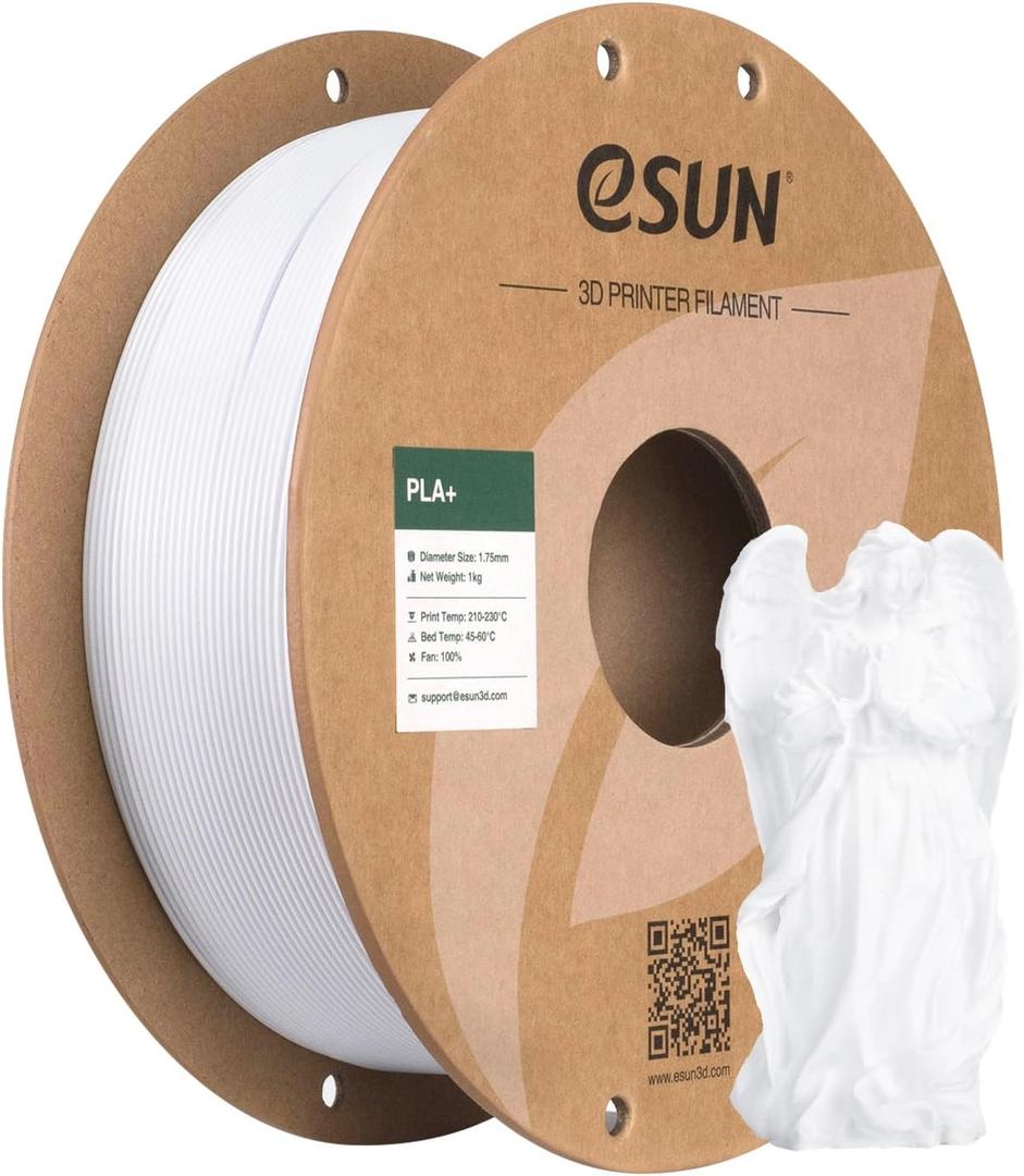 eSUN PLA+ Filament 1.75mm Cold White 1KG, 3D Printer Filament Dimensional Accuracy +/- 0.03mm, 1kg Cardboard Spool(2.2lbs) 3D Printing Filament, Fits for Most FDM 3D Printers