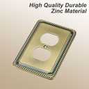 Henne Bery Rope Edge Decorative Wall Plate Switch Plate Outlet Cover (Single Duplex, 3 Pack, Antique Brass)