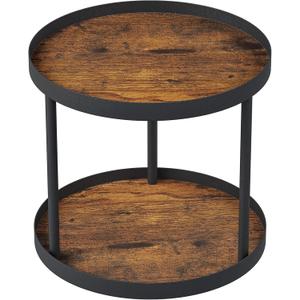 Giikin 2 Tier Lazy Susan Organizer, Two Tier Lazy Susan Turntable for Kitchen Countertop Spice Rack Organizer (Rustic Brown, 9.8" x 9.8" x 8.8")