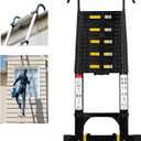 20.3 FT Aluminum Telescoping Ladder, 330 lbs Capacity, Auto-Lock, Hooks, Wheels & Stabilizer Bar, Portable & Collapsible for Home, Roof & RV Use, Black