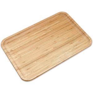 Bam&Boo Bamboo Serving Tray Natural Minimalist Rectangular (14.1 x 9.4" x 0.8") Coffee, Tea, Food, Drinks, Storage, Decor for Home, Kitchen, Bathroom