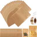 200-pack Kraft Mylar Bags with Clear Window 6" x 9" Resealable Foil Pouches for Food Storage Smell Proof Edible Packaging Bag for Cookies Jewelry Small Business Shipping Bags