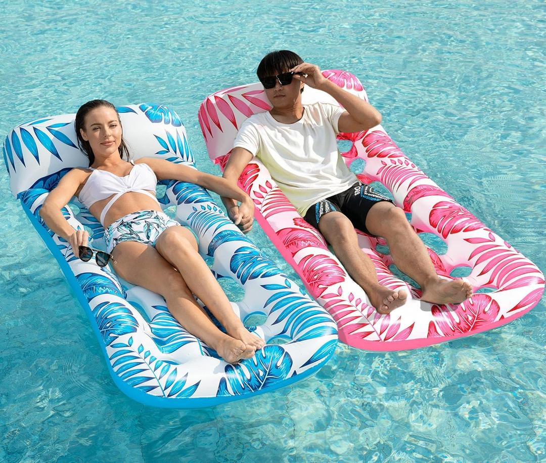 Jasonwell Inflatable Pool Float Lounge - 2 Pack Floaties Rafts for Adults Floating Lounger Sun Tanning Floats Cool Water Floaty Swimming Lake Beach Party Toys