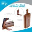 BIRDROCK HOME Wooden Cookbook Tablet Stand for Kitchen Counter | Acacia Wood Recipe Holder | Multi-Purpose Decorative Bookstand | Ipad, Bible | Tabletop Display w/Cord Hole | Easy Assembly - Brown