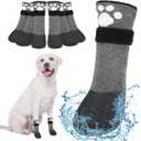 BEAUTYZOO 6 PCS Anti Slip Dog Boots & Paw Protectors to Prevent Licking on Hardwood Floors,Waterproof Dog Shoes for Small Medium Large Senior Dogs,Grip Socks for Winter Snow Booties Outdoor Walking, M