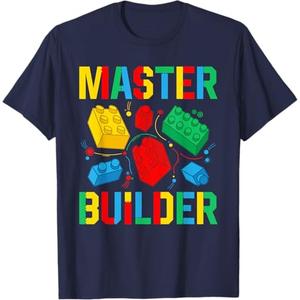 Brick Builder Funny Blocks Master Builder Tees Master Builder Kids Building Blocks Brick Toy Master Builder T-Shirt Small OEKO-TEX STANDARD 100, size Small