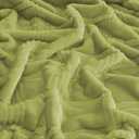 KORBLISS Super Soft Flannel Throw Blanket 50x60 Inches, Premium Checkered Jacquaed Silky Fleece Lightweight Bed Blanket All Season Use, Olive Green Strip, 50"x60"