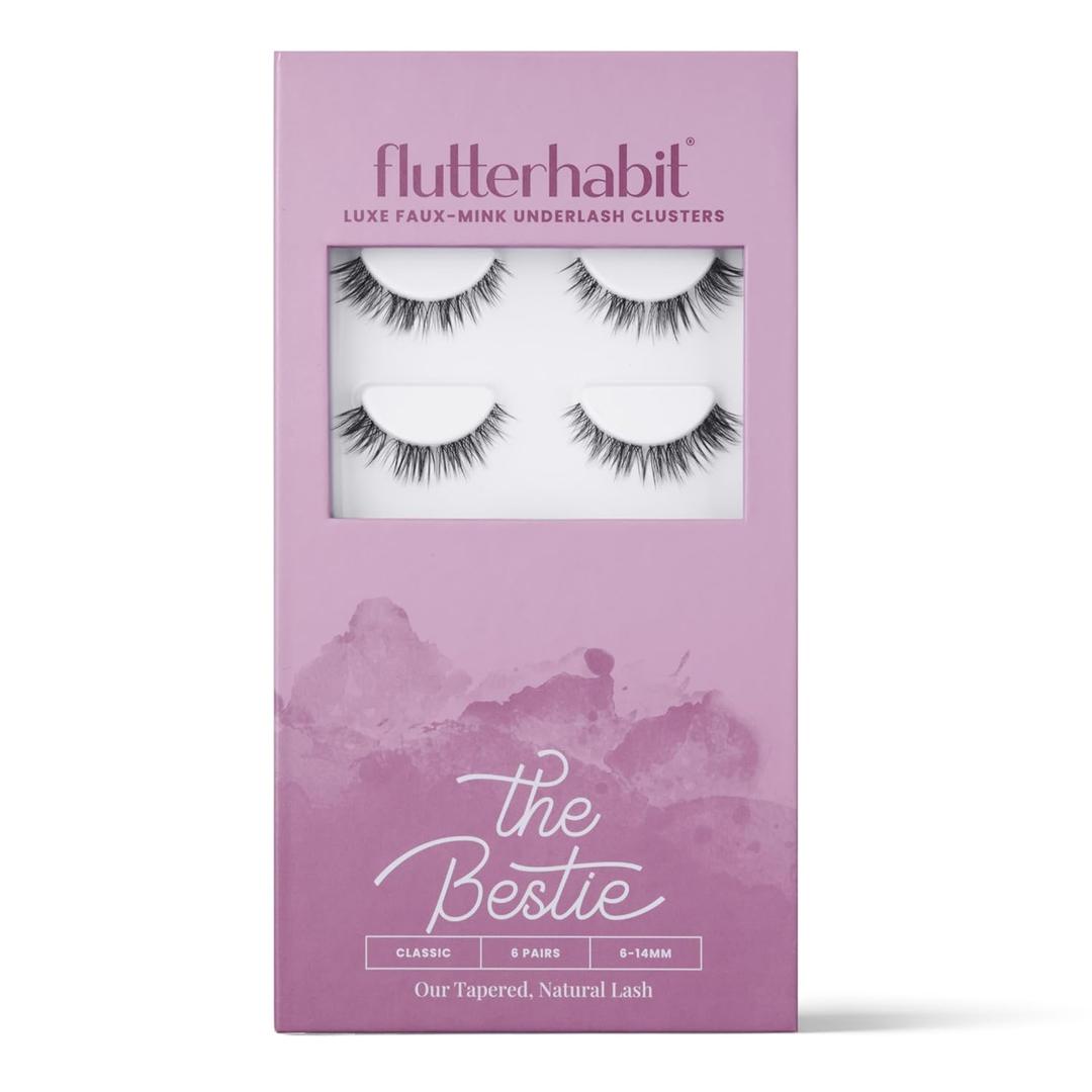 FlutterHabit Bestie (1.0) Lash Clusters for Women, Salon Quality At Home Eyelashes Extension Kit, 6 Lash Sets, No Lash Glue Included