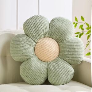 XIAIJIA Flower Pillow Flowers Shaped Pillow Cushion Decorative Daisy Pillow for Bed Cute Throw Pillow Flower Floor Pillow Soft Seat Cushion Sage Green Cushion 15.7"