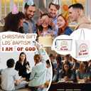 5 x Abbylike 3 Pcs Christian Gifts Set for Women Christian Tote Canvas Bag Makeup Bag and Inspirational Acrylic Keychain, Lds Missionary Gifts, First Communion, Baptism, Bible Book Carry Grocery Travel